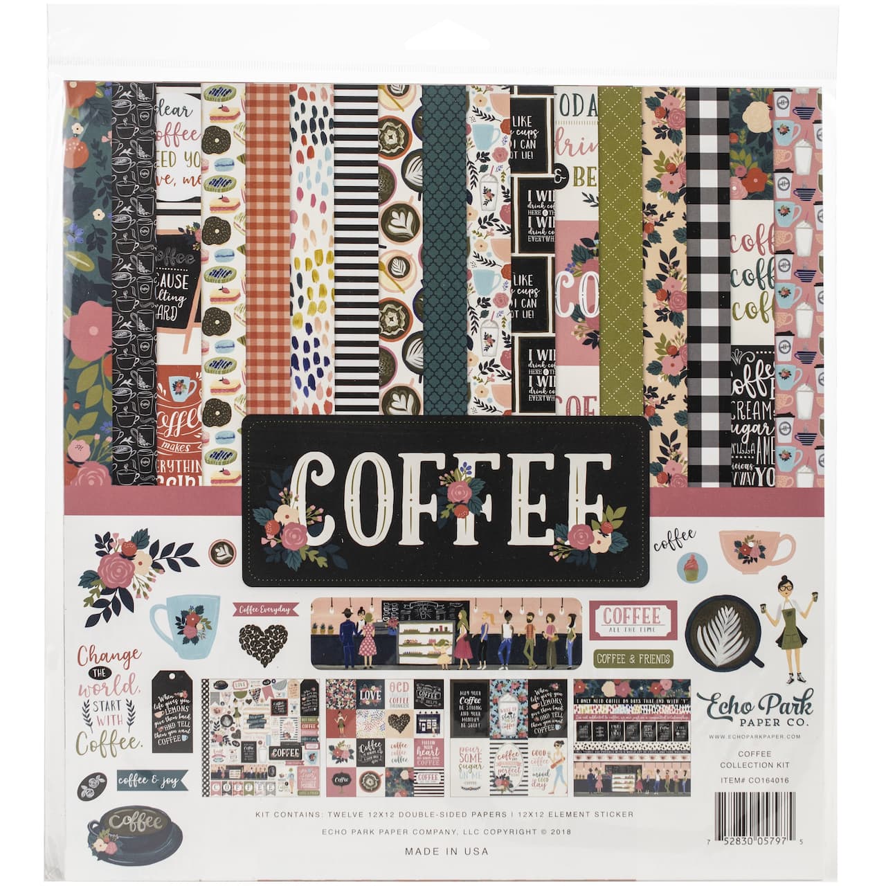 Echo Park™ Paper Co. Coffee Collection Kit, 12" x 12"